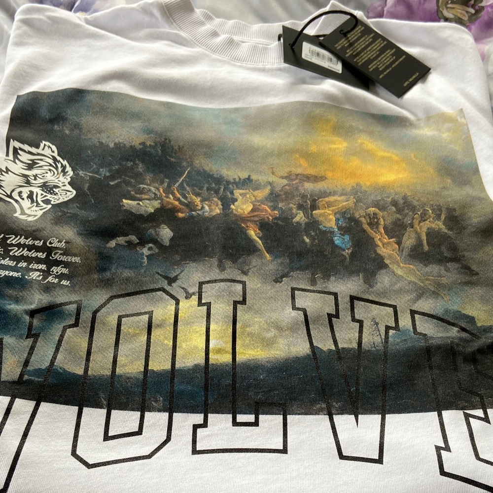 White Graphic Short Sleeve Tee with Scenic Print